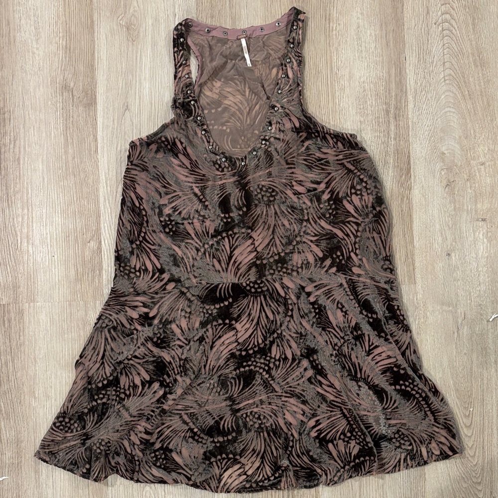 Free People Black and Pink Patterned Tank Top